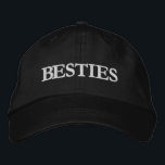 Besties Best Friends Modern Typography Custom Embroidered Hat<br><div class="desc">Besties Best Friends Modern Typography Custom Embroidered Baseball Cap features the simple modern embroidered text "Besties". Perfect as a gift for your best friend,  cousin,  sister,  mum and more. Created by Evco Studio www.zazzle.com/store/evcostudio</div>