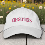 Besties Best Friends Modern Typography Custom Embroidered Hat<br><div class="desc">Besties Best Friends Modern Typography Custom Embroidered Baseball Cap features the simple modern embroidered text "Besties". Perfect as a gift for your best friend,  cousin,  sister,  mum and more. Created by Evco Studio www.zazzle.com/store/evcostudio</div>