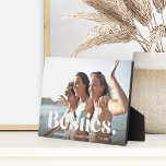 Besties | Best Friends Overlay & Names Photo Plaque<br><div class="desc">Celebrate your bond with your best friend with this beautiful custom photo plaque featuring your favourite horizontal or landscape orientated photo with “besties” overlaid in white lettering. Personalise with your names beneath,  or a special message.</div>