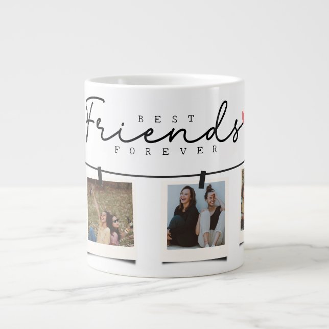 Besties Best Friends Personalised Gift Photo Large Coffee Mug (Front)