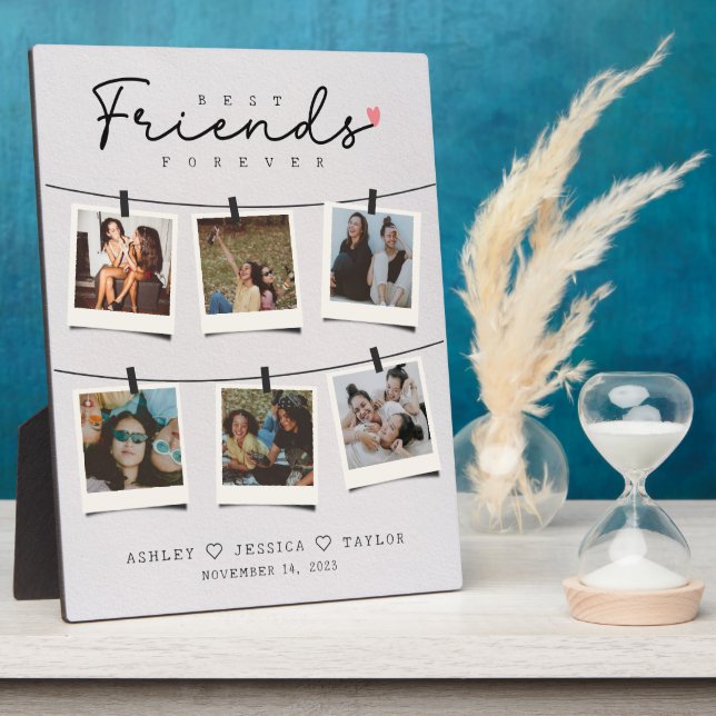 Besties Best Friends Personalised Gift Photo Plaque (Side)