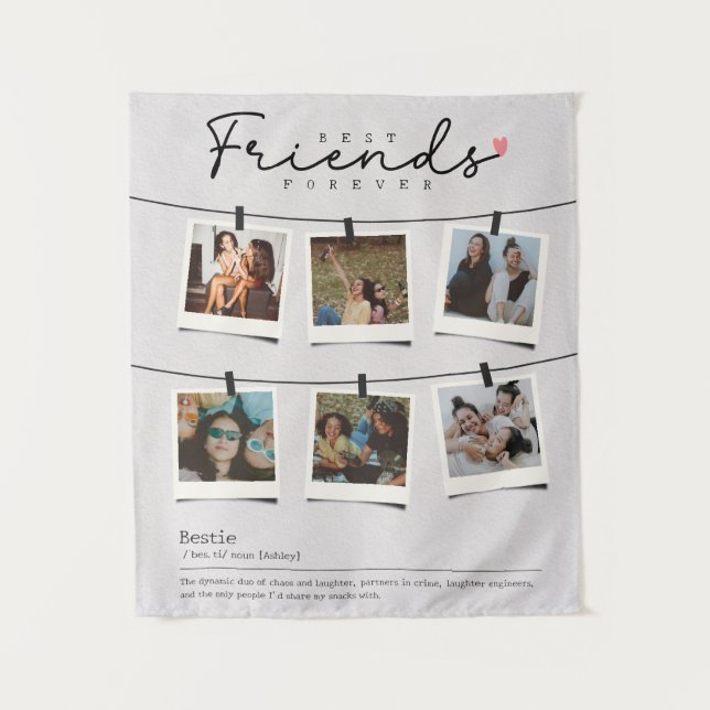 Besties Best Friends Personalised Gift Photo Tapestry (Front)