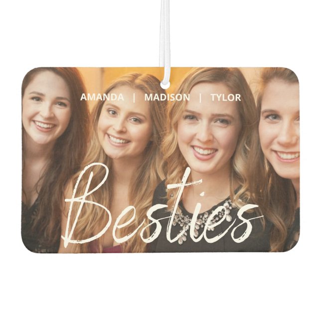 Besties | Best Friends Personalised Names Photo Car Air Freshener (Front)
