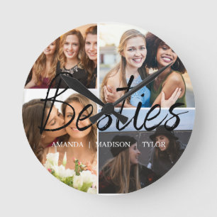 Besties   Best Friends Personalised Names Photo Round Clock