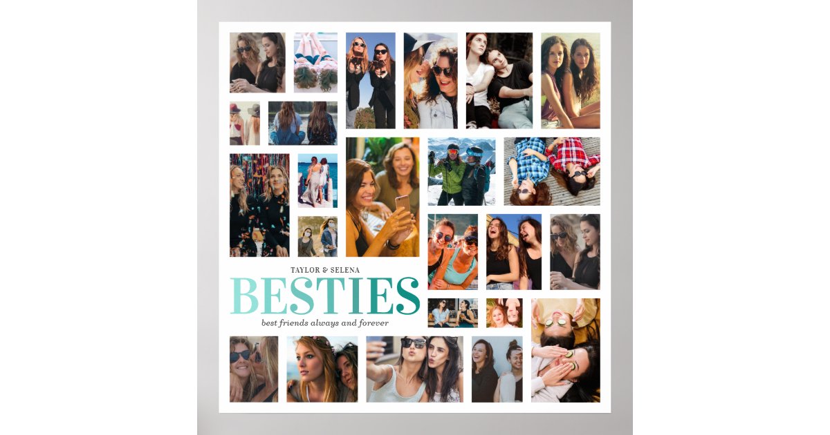 Besties Best Friends Photo Collage Poster Zazzle