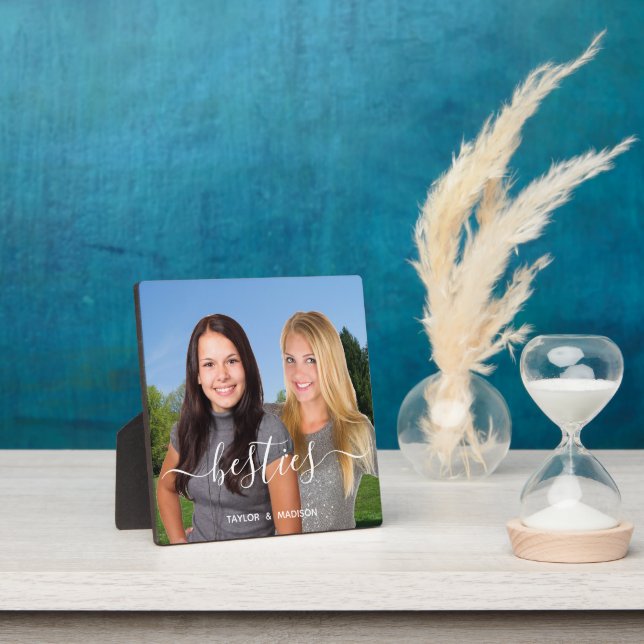 Besties Best Friends Script Overlay Names Photo Plaque (Insitu)