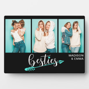 Besties Best Friends Three Photo Personalised Name Plaque