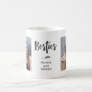 Besties Best Friends Two Photos and Modern Text Coffee Mug