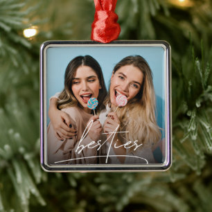 Besties    Best Friends Typography Photo Metal Tree Decoration