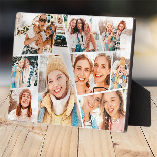 Besties Bestfriends Modern Simple 9 Images Collage Plaque