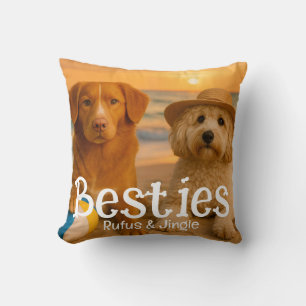 Besties BFF Friends Name Personalised Photo Bone Cushion