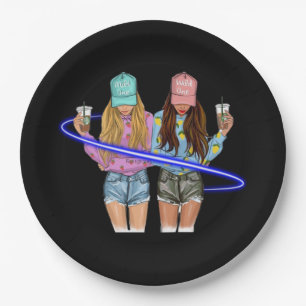 Besties BFF Heart Best Friends Bestie  Paper Plate