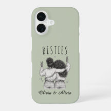 Besties BFFs sage green background names