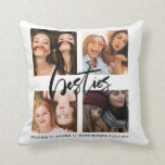 Besties black photo collage best friends cushion<br><div class="desc">Gift ideas for your bestfriend. A photo collage on a black dotted pillow.</div>