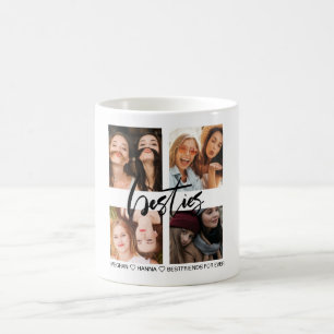 Besties black photo collage best friends Mug