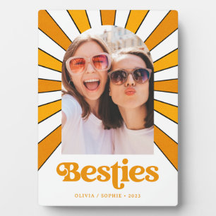 Besties   Boho Retro Sun and Photo Best Friends Plaque