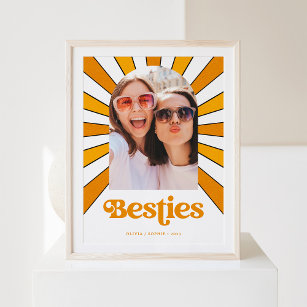 Besties   Boho Retro Sun and Photo Best Friends Poster