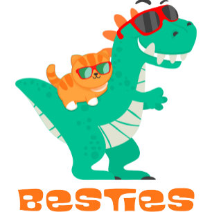 Besties Cat and Dinosour T-Shirt