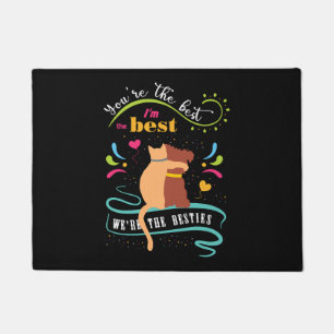 Besties Cat and Dog Funny Quote Doormat