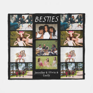 Besties Custom Photo Collage & Names Fleece Blank Blanket