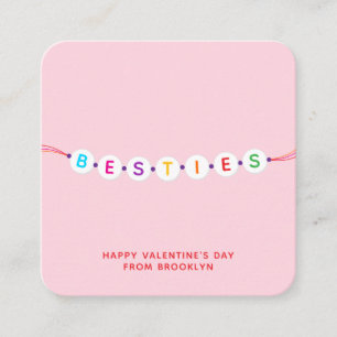 Besties cute friendship bracelet pink Valentine's Enclosure Card