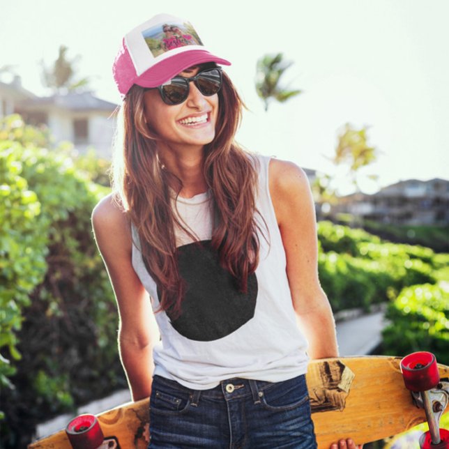 Besties Cute Hot Pink Heart Photo Trucker Hat (Besties Cute Hot Pink Heart Photo Trucker Hat)