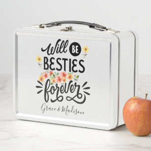 Besties for Life BFF Friends Forever Gift Metal Lunch Box