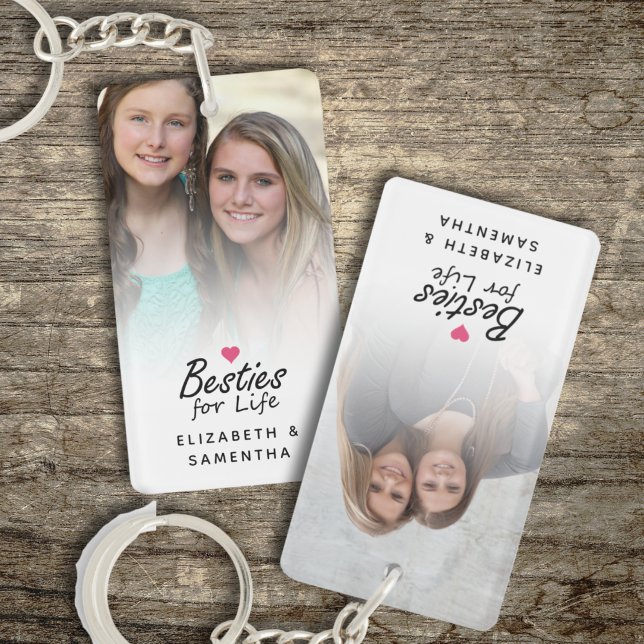 Besties For Life Chic Best Friends Photo Keepsake Key Ring (Creator Uploaded)