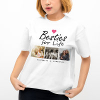 Besties for Life Quote Hot Pink Heart Photo & Name
