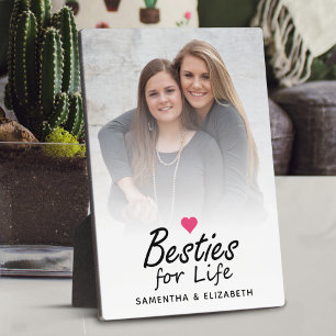 Besties for Life Script Best Friends Photo & Heart Plaque