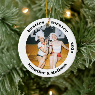 Besties Forever Best Friend Photo Christmas Ceramic Tree Decoration
