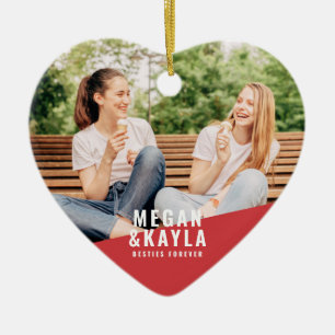 Besties Forever Best Friends BFF Modern Chic Photo Ceramic Tree Decoration