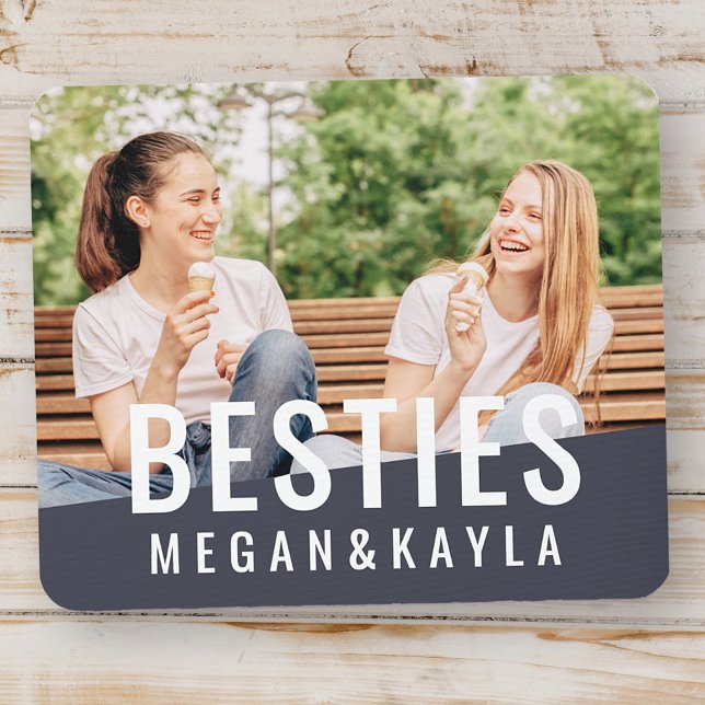 Besties Forever Best Friends BFF Modern Chic Photo Mouse Mat (Creator Uploaded)