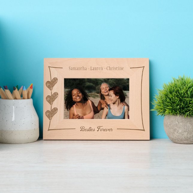 Besties Forever Best Friends Hearts Custom Names Etched Frames (Creator Uploaded)