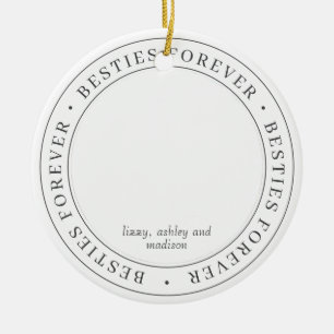 Besties Forever BFF Simple Modern Custom Photo Ceramic Tree Decoration