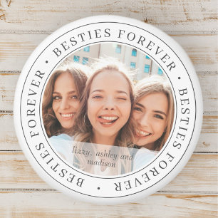 Besties Forever BFF Simple Modern Custom Photo Magnet