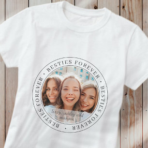 Besties Forever BFF Simple Modern Custom Photo T-Shirt