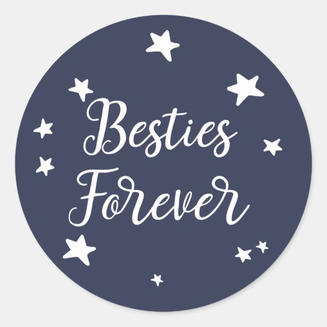 Besties Forever Blue Stars Classic Round Sticker (Front)
