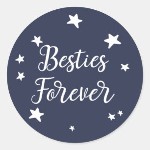 Besties Forever Blue Stars Classic Round Sticker