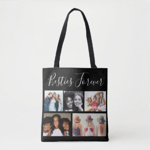 Besties Forever Five Photos Collage Personalised Tote Bag