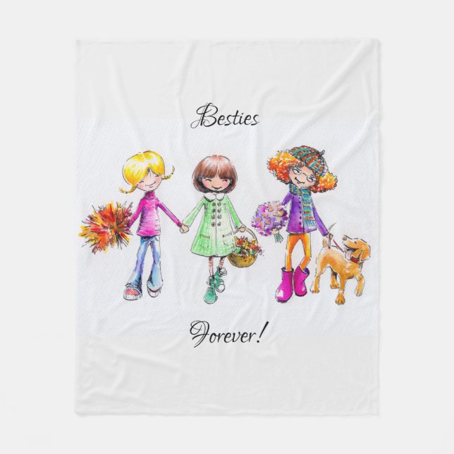 Besties Forever Fleece Blanket (Front)