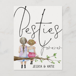 Besties Forever Friends Names Girls Script Postcar Postcard