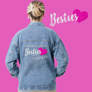 Besties Forever heart custom names Denim Jacket