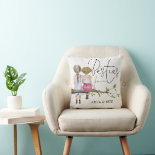 Besties Forever Names Girls Friendship Script Cushion