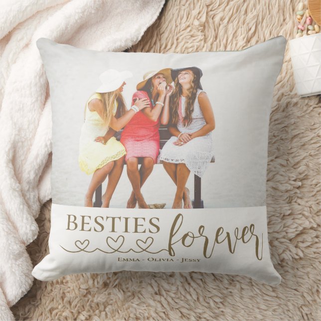 Besties Forever Photo Throw Pillow (Blanket)