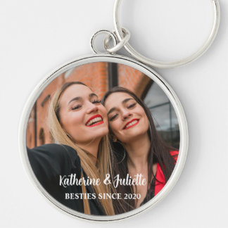 Besties Friendship Photo Custom Date Silver Key Ring