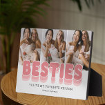 Besties Friendship Photo Plaque<br><div class="desc">Modern best friends photo plaque featuring 3 bestie pictures for you to replace with your own,  the title "besties",  a personalised saying that reads "you're my favourite person",  and your names.</div>