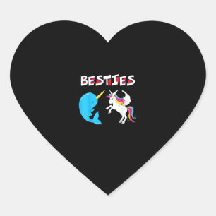 Besties Funny Unicorn and Narwhal Narwhale T-Shirt Heart Sticker