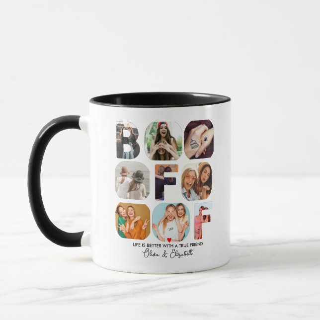 Besties Gift BFF Photo Collage Personalised Cute Mug (Left)