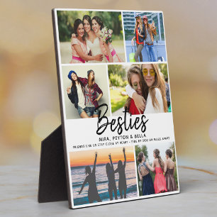 BESTIES Gift for Best Friends Script Photo Collage Plaque